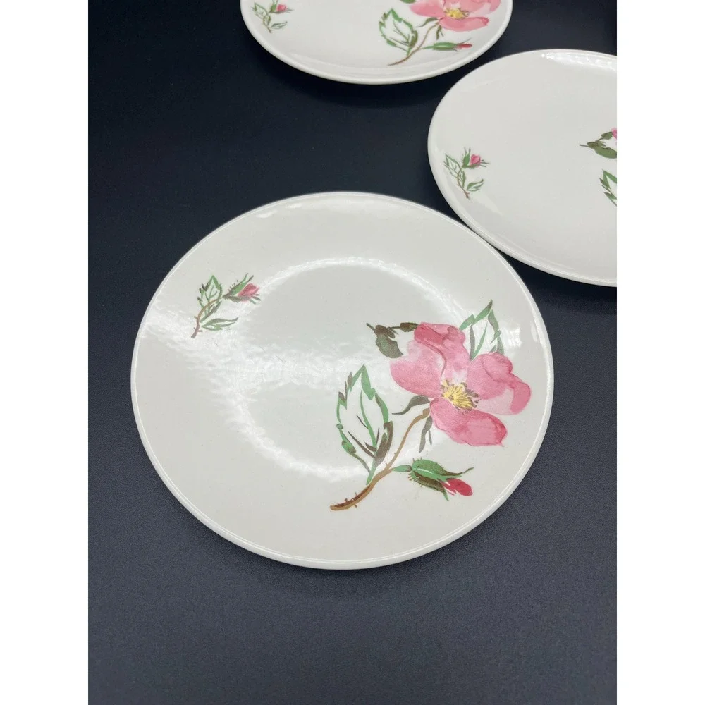 Knowles China Sweetbriar Bread and Butter Plate Set 6 Pieces Pink Roses Dinner